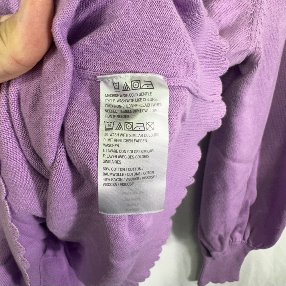 Isaac Mizrahi Live Purple Wrap Tie Front Long Sleeve Top Size S - Picture 3 of 6